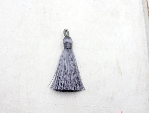 Gray Tassel, Silky Nylon, 2 Inches, Sold As 1 Piece.